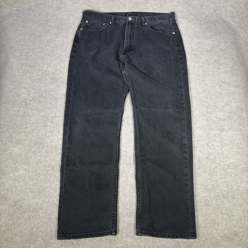 Levis‎ 505 Jeans Mens 37x32 Regular Fit Straight Leg Black Denim Faded Cotton